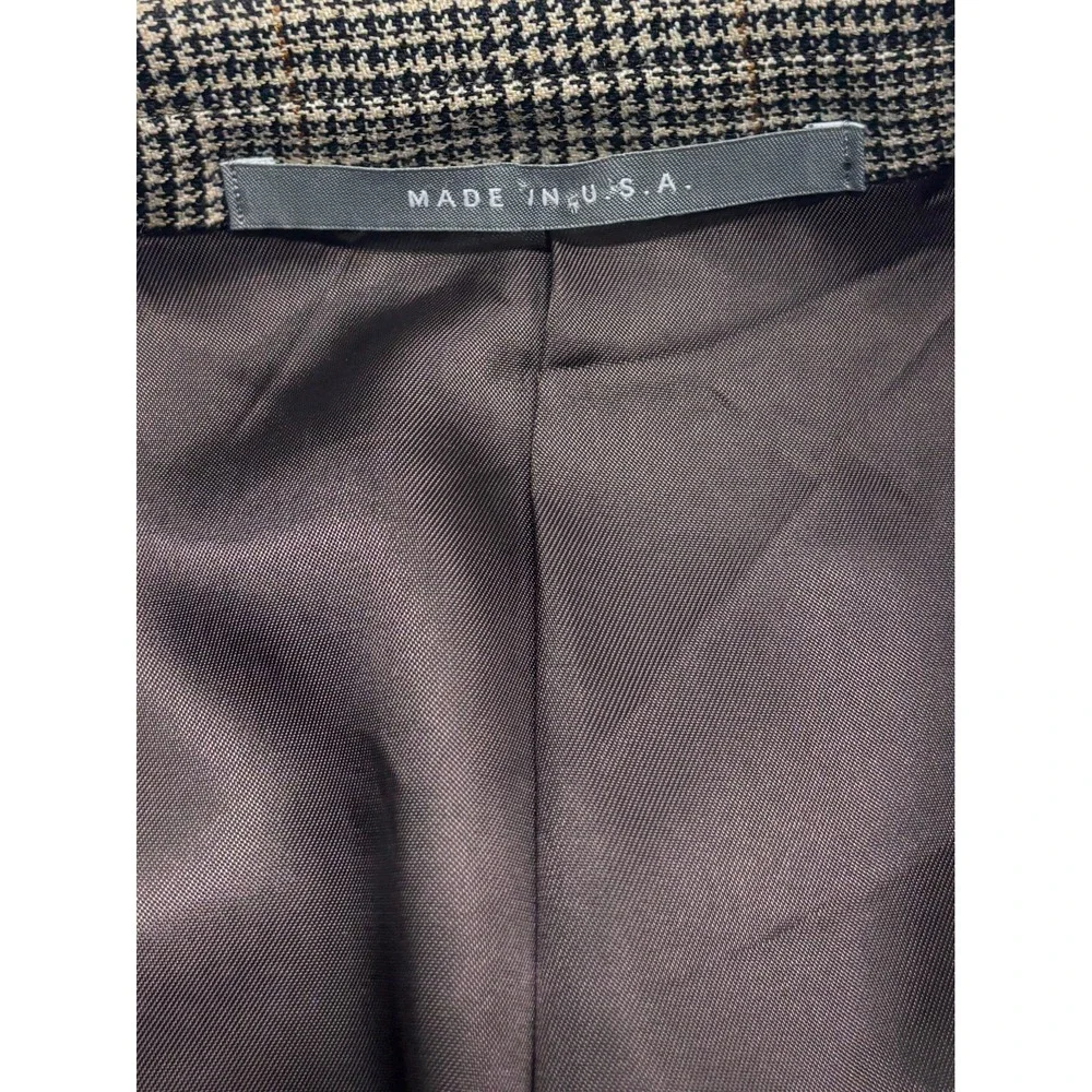 Hickey Freeman 48L Beige Houndstooth Windowpane Madison Blazer Jacket Sport Coat